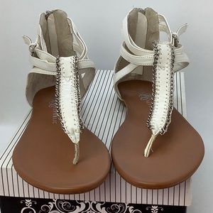Rock & Republic White Leather Sandals Sz. 8
